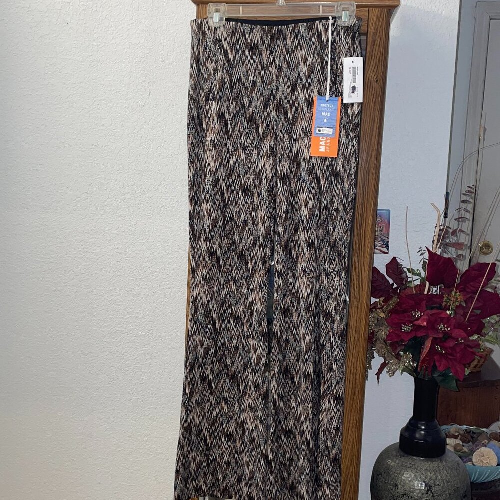 NWT $322 MAC JEANS Boot Cut Herringbone Print Pants 36 S 6